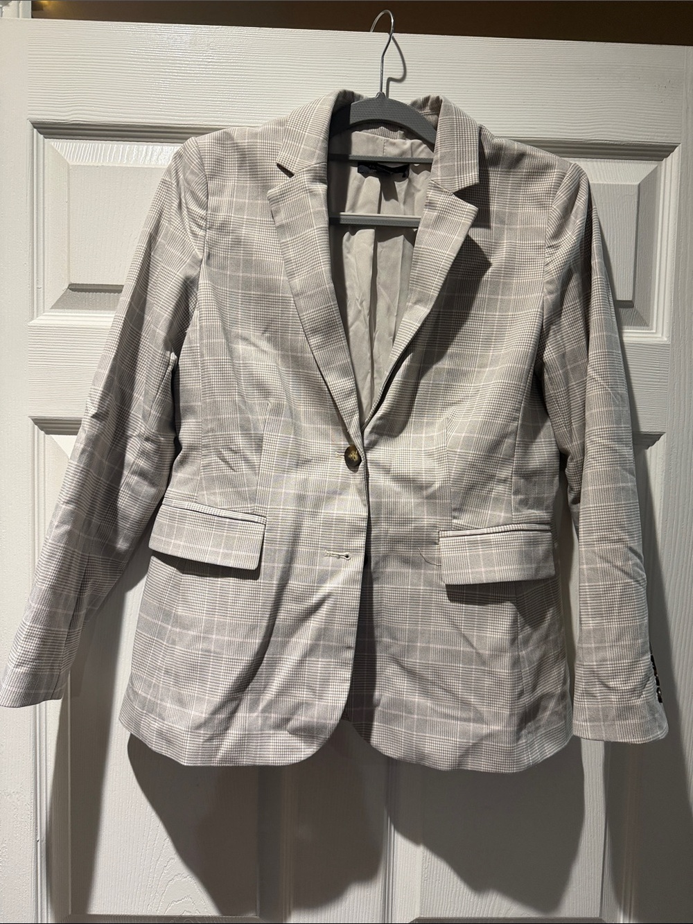 Ann Taylor Light Gray Plaid Blazer